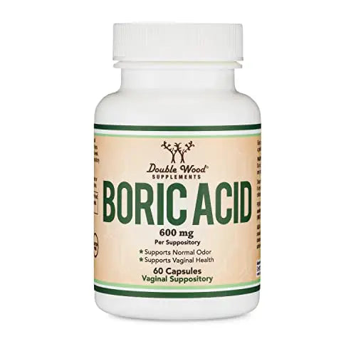 Boric Acid Vaginal Suppositories (600mg, 60 Count) Supports Vaginal pH Balance, Odor Control Double Wood Supplements Au supplements