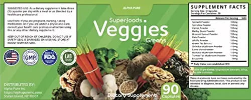 90 Capsules Each Bottle 540 Capsules superfoods Veggies Greens and Reds Fruits Triple Alpha Pure Au supplements