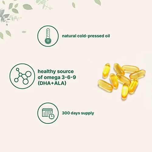 Flaxseed Oil 1400mg Softgels, 300 Counts | w/ 700mg ALA Omega 3, Cold Pressed Micro Ingredients Au supplements