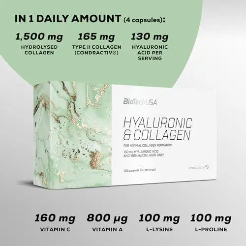 BioTechUSA Hyaluronic&Collagen, Food Supplement Capsules containing Collagen, hyaluronic Acid BioTechUSA Au supplements