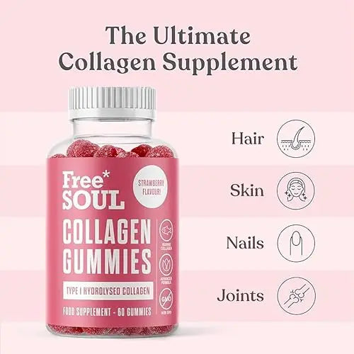 Collagen Gummies, Marine Collagen Supplement with Effective Type 1 Hydrolysed Collagen Peptides Free Soul Au supplements