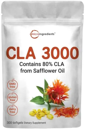 Micro Ingredients CLA Supplements 3000mg Per Serving | 300 Softgels, Made with 80% Micro Ingredients Au supplements