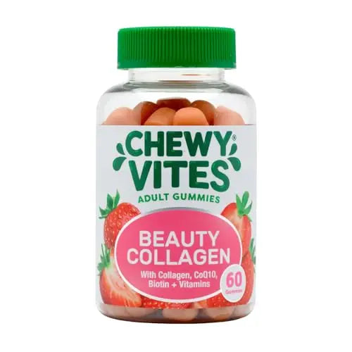 Chewy Vites Beauty Collagen 60 Gummy Vitamins |Hydrolised Collagen, CoQ10, Biotin + Vitamins | 1 Month Supply | Real Fruit Juice | Berry Flavour | 2-a-Day | CHEWY VITES Au supplements