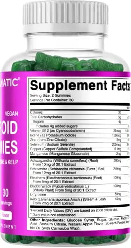 Vitamatic 2 Pack Vegan Thyroid Support Gummies with Iodine & Kelp - 60 Count Vitamatic Au supplements
