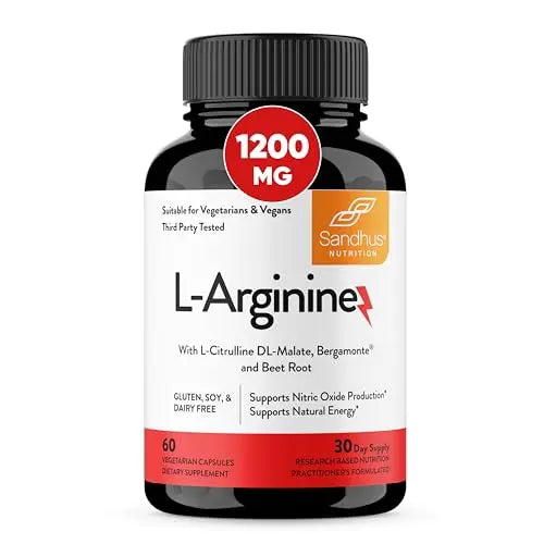 Sandhu's L-Arginine with Nitric Oxide Precursor | Made in The USA| 30 Days Supply Sandhu's Au supplements