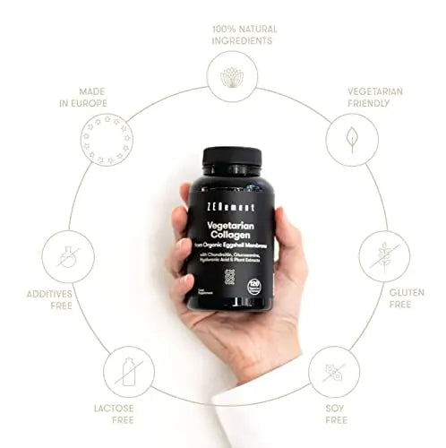 Vegetarian Collagen, from Organic Eggshell Membrane, 120 Capsules | with Glucosamine, Chondroitin, Hyaluronic Acid and Plant Extracts Zenement Au supplements