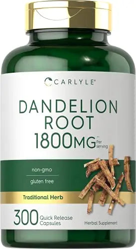 Carlyle Dandelion Root Capsules 1800mg | 300 Count | Non-GMO, Gluten Free Carlyle Au supplements