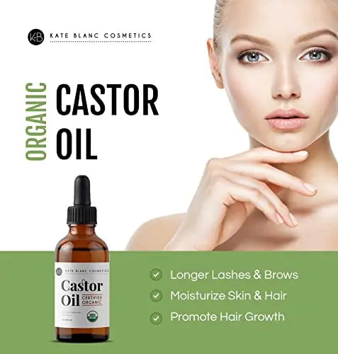Kate Blanc Cosmetics Castor Oil (2oz), USDA Certified Organic, 100% Pure, Cold Pressed Kate Blanc Cosmetics Au supplements