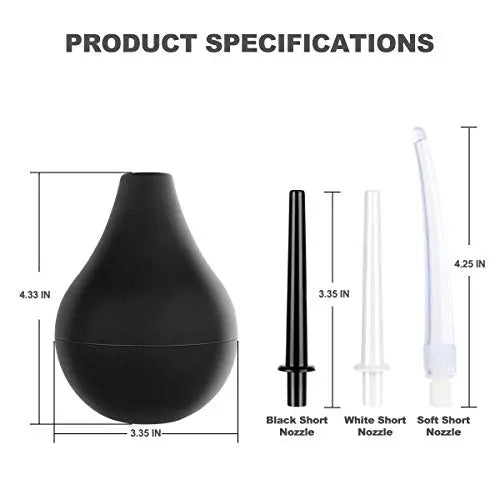 RANEU Enema Bulb Douche Enema Kit for Women & Men with 3 Nozzles (Black, 4 Piece Set) RANEU Au supplements