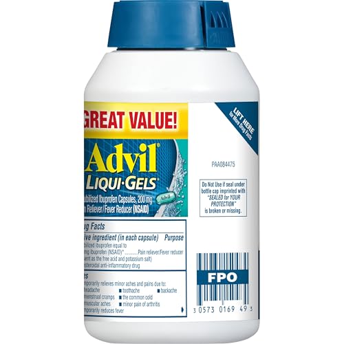 Advil Liqui-Gels Pain Reliever and Fever Reducer, Pain Medicine for Adults with Ibuprofen 200mg for Headache, Backache, Menstrual Pain and Joint Pain Relief - 200 Capsules, Advil PM Ibuprofen - 2 Ct Advil Au supplements
