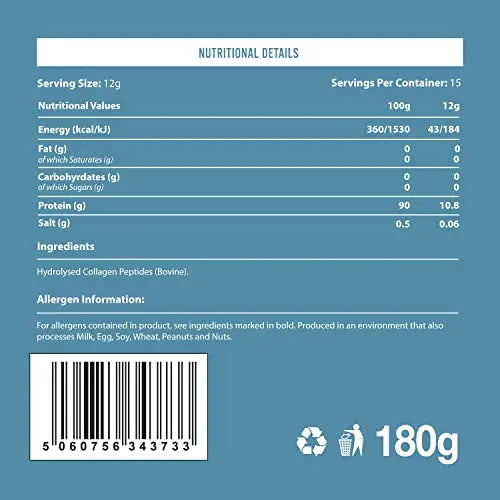 Warrior Collagen Peptides - Collagen Powder - 180g - Made from Premium Bovine Hydrolysed Collagen Warrior Au supplements