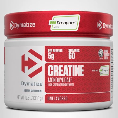 Dymatize 100% Creatine Monohydrate with CREAPURE, 5g Per Serving, 60 Servings (300g), Creatine for Women and Men, Gluten Free