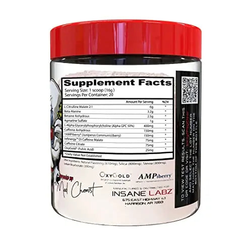 Insane Labz Psychotic Clear, Fully Disclosed, Clinically Dosed Pre Workout Powder Insane Labz Au supplements