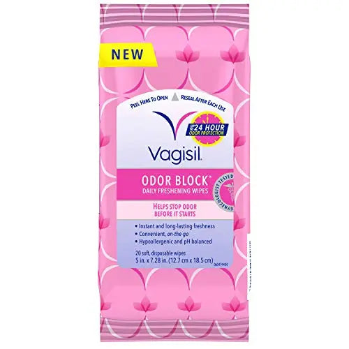 Vagisil Odor Block Daily Freshening Wipes for Feminine Hygiene in Resealable Pouch Vagisil Au supplements