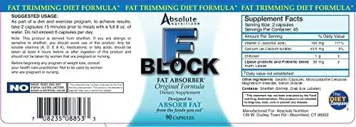 Absolute Nutrition FBlock Xtra Fat Absorber, Diet Formula, 90 Capsules Absolute Nutrition Au supplements