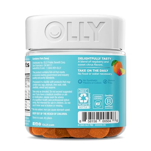 OLLY Prenatal Multivitamin Gummy, Supports Healthy Growth and Brain Development, Folic Acid, Vitamin D, Omega 3 DHA, Chewable Supplement
