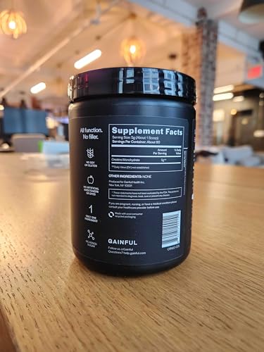 Gainful Creatine Powder, Post Workout Amino Acid Supplement, Muscle, Energy & Focus Support, 5g Creatine Monohydrate, Unflavored, 60 Servings Gainful Au supplements