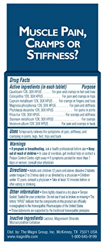 MagniLife Muscle Cramp Pain Relief Quick-Dissolve Tablets, 125 Count, Quinine-Free Homeopathic Medicine for Leg, Foot, Hip, Joint & Back Pain Relief, Helps Ease Muscle Ache, Cramping & Stiffness MagniLife Au supplements