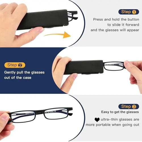 TOVEEN 2 Pack Compact Reading Glasses Anti Blue Light UV, Ultra-thin Slim TR90 Readers TOVEEN Au supplements