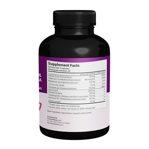 The Pink Bloom Myo & D-Chiro Inositol 40:1 Ratio – 120 Capsules | Myo Inositol Supplement for Women with Vitamin D, Ashwagandha, Folate & Zinc | Supplement for Hormone Balance & Ovarian Health The Pink Bloom Au supplements