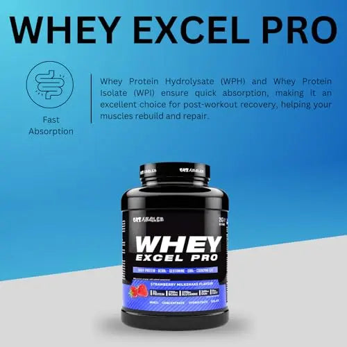 Out Angled Whey Excel Pro Whey Protein Powder Vanilla Flavour, 2kg, 66 Servings, High Protein Powder OUT ANGLED Au supplements
