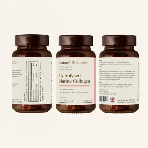 Pure Hydrolysed Marine Collagen Capsules 2400mg - Collagen Tablets High Strength Collagen Nature's Selection Au supplements