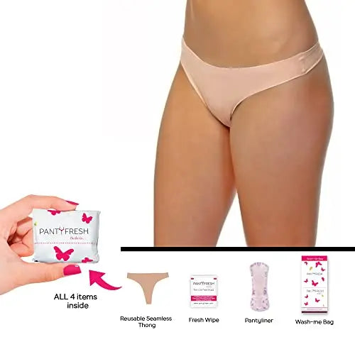 to-Go Panty Kit Includes 4 Items Seamless Thong Underwear Fresh Wipe Pantyliner & Washbag Travel Panty Fresh Au supplements