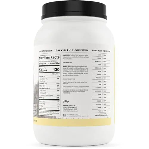 Levels Grass Fed 100% Whey Protein, No Hormones, Vanilla Bean, 2LB Levels Nutrition Au supplements