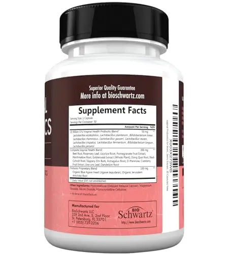 16in1 Vaginal Probiotics for Women (10 Powerful Strains + Organic Prebiotics) BioSchwartz Au supplements