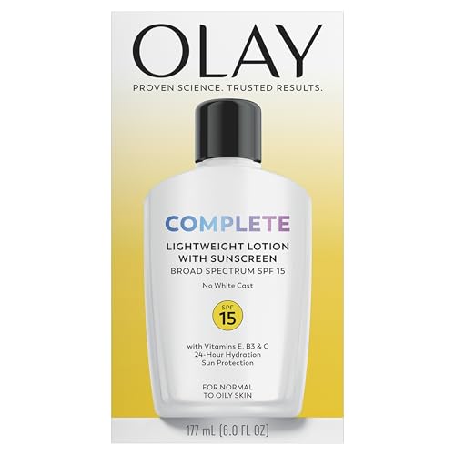 Olay Face Moisturizer, Complete with Sunscreen SPF 15, Daily Facial Lotion for Normal Skin, Lightweight Hydrating Broad Spectrum Sun Protection