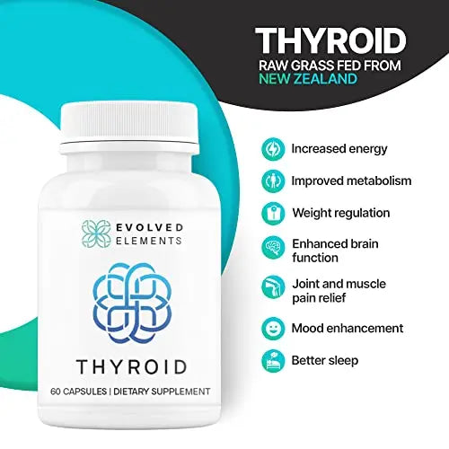 Evolved Elements Raw Grass-Fed Desiccated Bovine Thyroid - Thyroid Support for Women Evolved Elements Au supplements