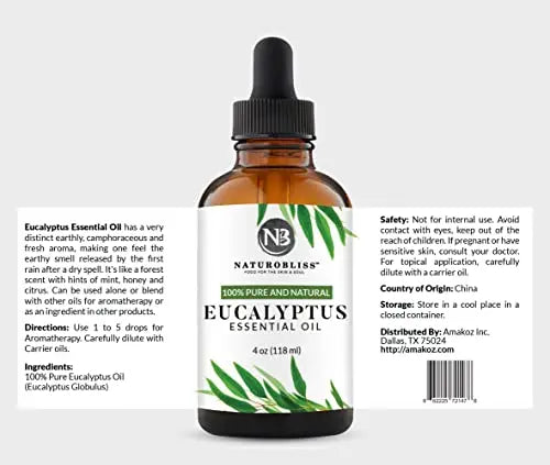 NaturoBliss 100% Pure Natural Undiluted Eucalyptus Essential Oil (4oz) Premium Therapeutic Grade NaturoBliss Au supplements