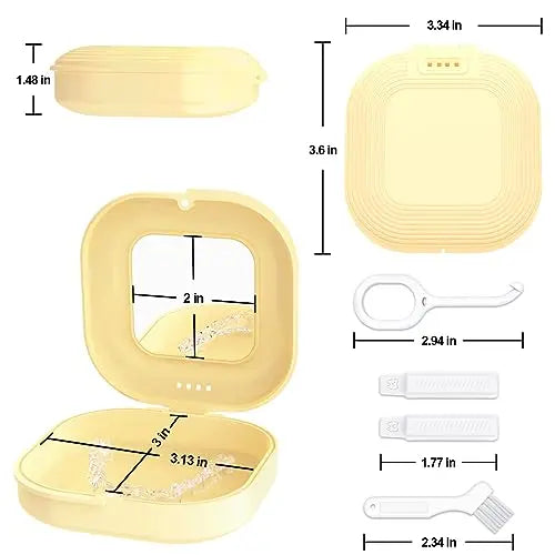 Retainer Case with Mirror and Vent Holes, Cute Retainer Holder Case Compatible with Invisalign Heigoeost Au supplements