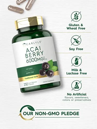 Carlyle Acai Berry Capsules 6000mg | 250 Count | Non-GMO & Gluten Free Acai Berry Carlyle Au supplements