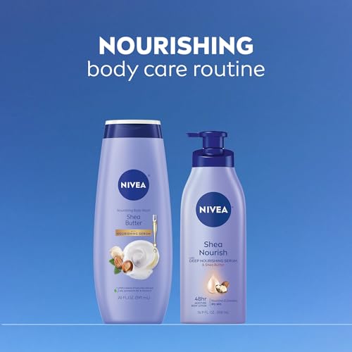 NIVEA Nourishing Shea Butter Body Wash with Nourishing Serum, Moisturizing Body Wash for Women