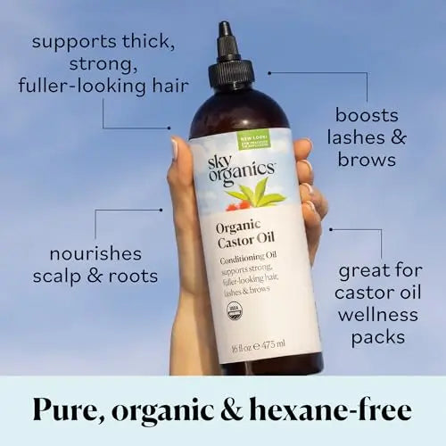 Sky Organics Organic Castor Oil (16 oz) USDA Certified Organic, 100% Pure, Cold Pressed Sky Organics Au supplements