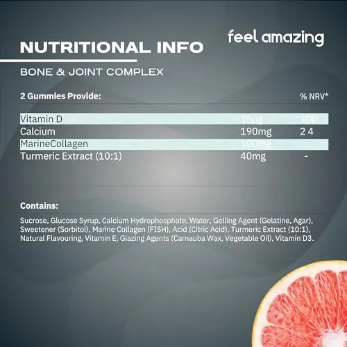 Feel Amazing Bone & Joint Complex Gummies - with Calcium, Vitamin D3 & Marine Collagen - 60 Grapefruit-Flavored Gummies - 30-Day Supply (1) Feel Amazing Au supplements
