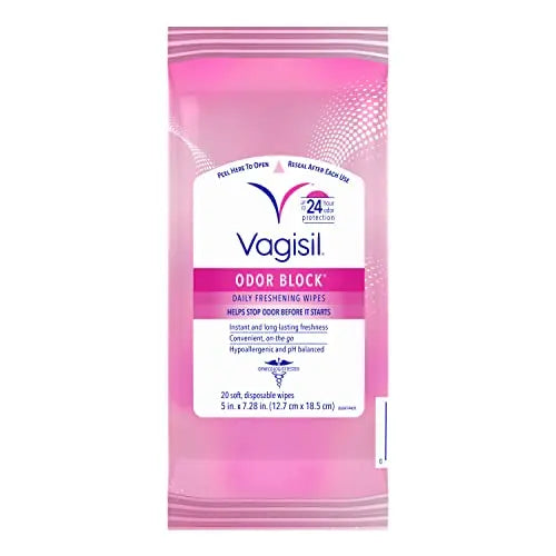Vagisil Odor Block Daily Freshening Wipes for Feminine Hygiene in Resealable Pouch Vagisil Au supplements