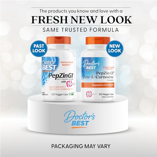 Doctor's Best PepZin GI, Zinc-L-Carnosine Complex for Men & Women - Zinc Carnosine Supplement Caps for Gut Health, Digestive Support, & Stomach Comfort