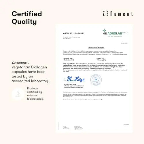 Vegetarian Collagen, from Organic Eggshell Membrane, 120 Capsules | with Glucosamine, Chondroitin, Hyaluronic Acid and Plant Extracts Zenement Au supplements