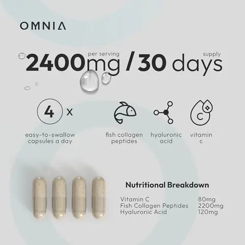 Omnia Marine Collagen Capsules 2400mg for Women & Men with Type I Collagen OMNIA Au supplements