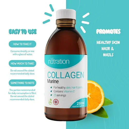 Marine Collagen Liquid | 25 x 10ml Servings | Liquid Collagen Drink for Women and Men | Pure Marine Collagen for Strong Bones & Joints Nutration Au supplements