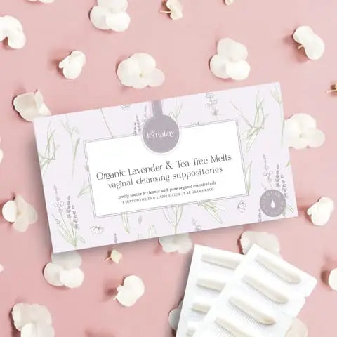 Femallay Lavender and Tea Tree Oil Vaginal Cleansing Suppositories for Hygiene, 100% Natural Melts Femallay Au supplements