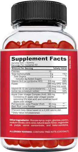 NUELATION Apple Cider Vinegar Gummies for Kids, 60 Servings. Gluten Free, Vegan and Gelatin NUELATION Au supplements
