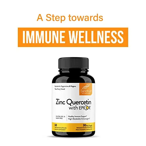 Sandhu's Zinc Quercetin with EpiCor® 60 Vegetarian Capsules - Gluten-Free Zinc Sandhu's Au supplements