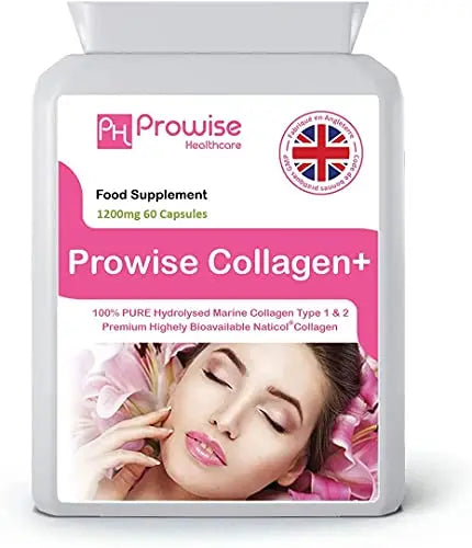 Marine Collagen Type 1 and Type 2 1200mg - 60 Capsules | UK Manufactured PH PROWISE Healthcare Au supplements