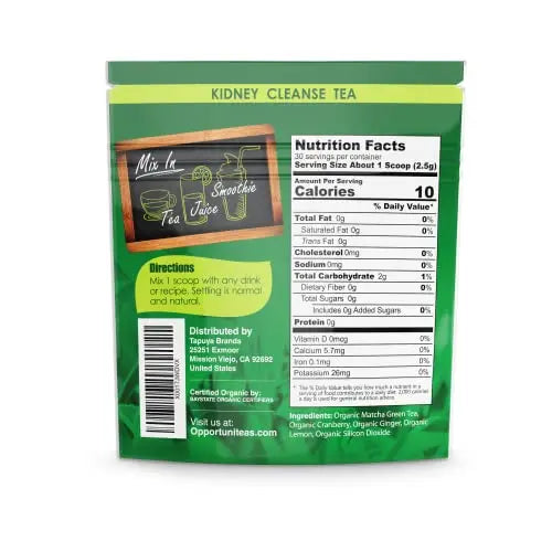 Opportuniteas Organic Kidney Detox Tea- Matcha Green Tea, Cranberry, Lemon & Ginger Opportuniteas Au supplements