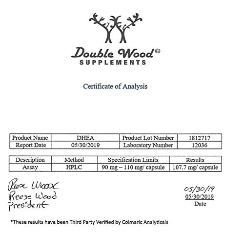 DHEA 100mg | 180 Capsules | Max Strength 6 Month Supply | Third Party Tested | Hormone Double Wood Supplements Au supplements