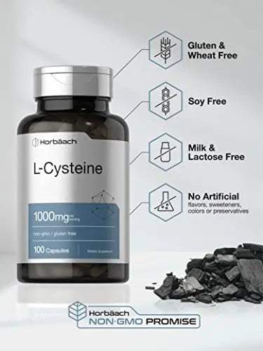 L-Cysteine 1000mg | 100 Powder Capsules | Non-GMO, Gluten Free Supplement Horbäach Au supplements