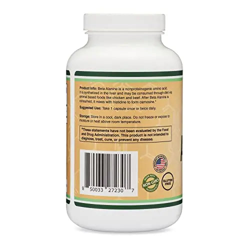 Beta Alanine Powder Capsules (Bulk Jar 240 Pills, 1.5 Gram Servings) Stimulant Free Pre Double Wood Supplements Au supplements